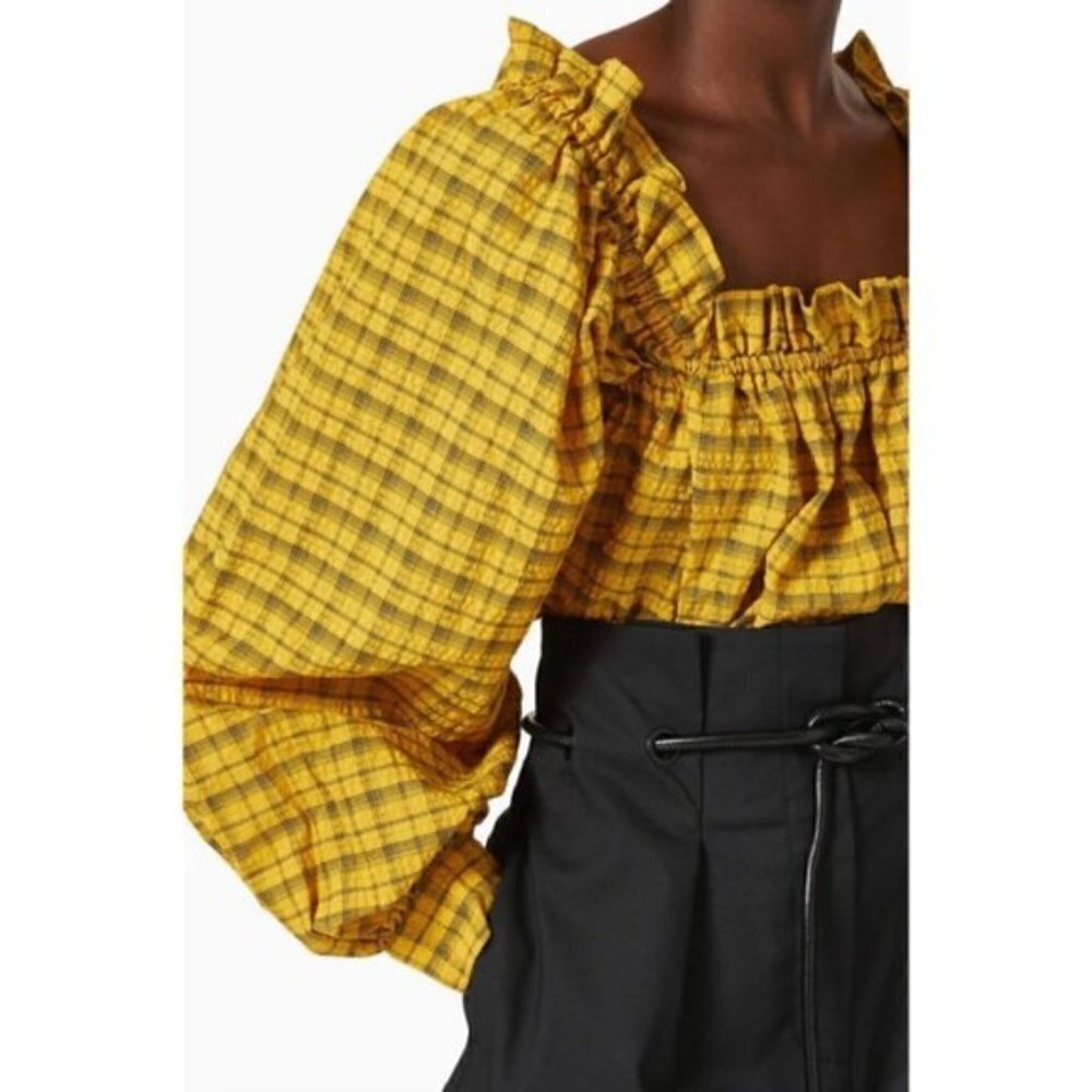𝅺SELECTED Femme | Nwt Yellow Plaid Blouse